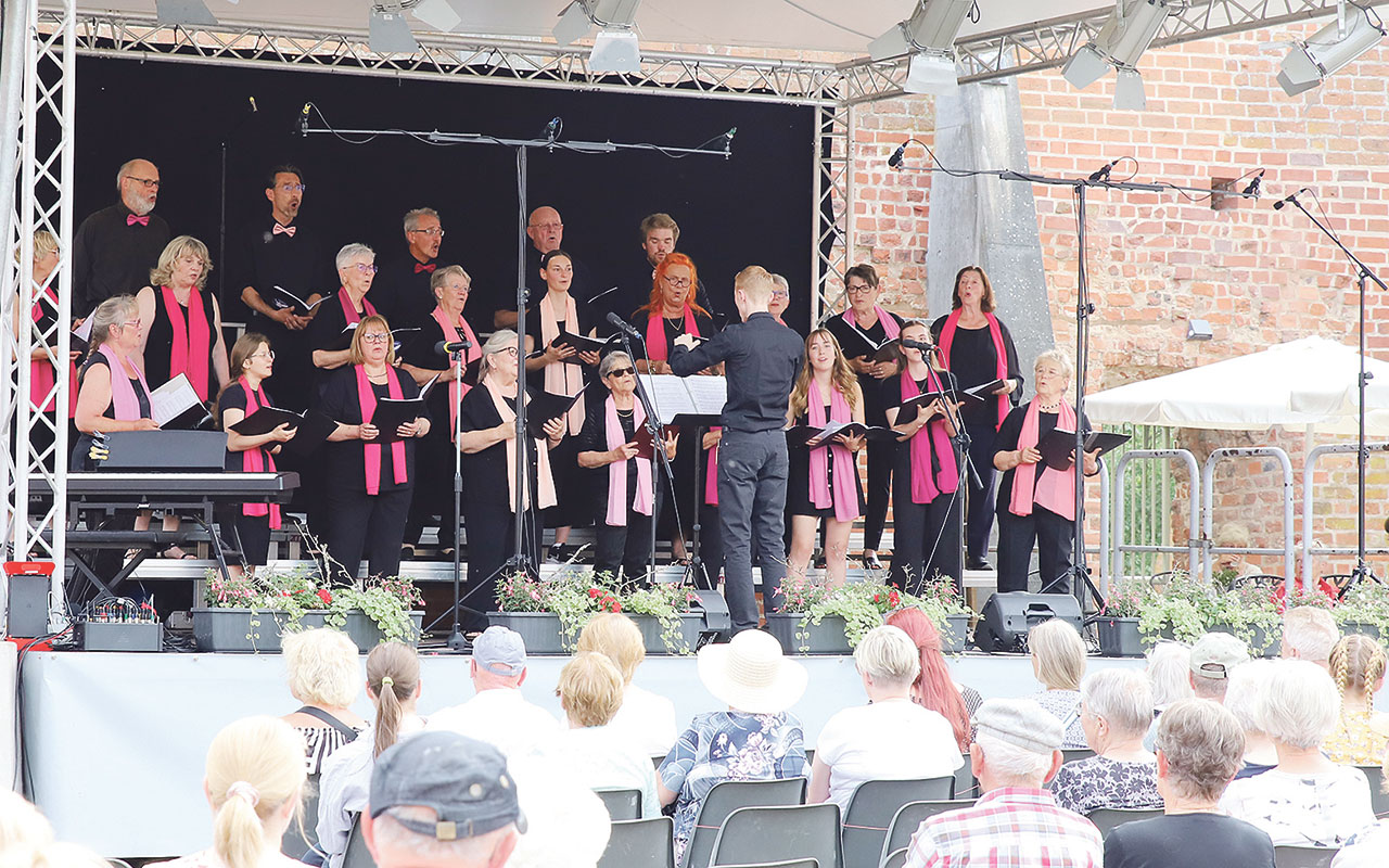 Mehr als 100 Menschen verfolgten das Jubiläumskonzert der Storkower Singgemeinschaft auf der Burg Storkow. Foto: Marcel Gäding