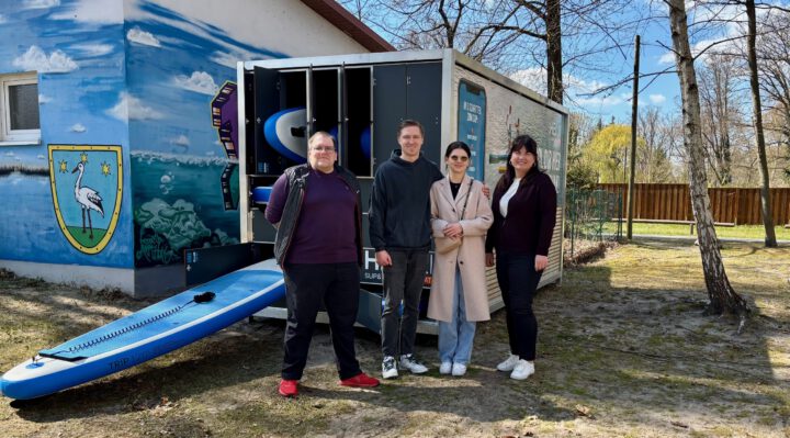 Bei der Inbetriebnahme der SUP-Station in Karlslust. Foto: SVS